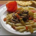 Macarrones con calabacin y champiñones
