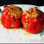 Tomates asados rellenos de champiñones y bacon