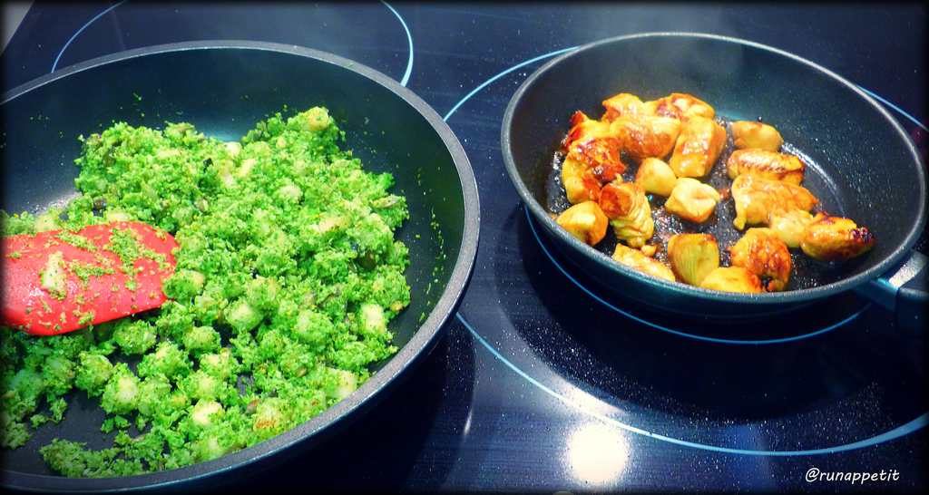 Cous cous de brocoli y pollo marinado
