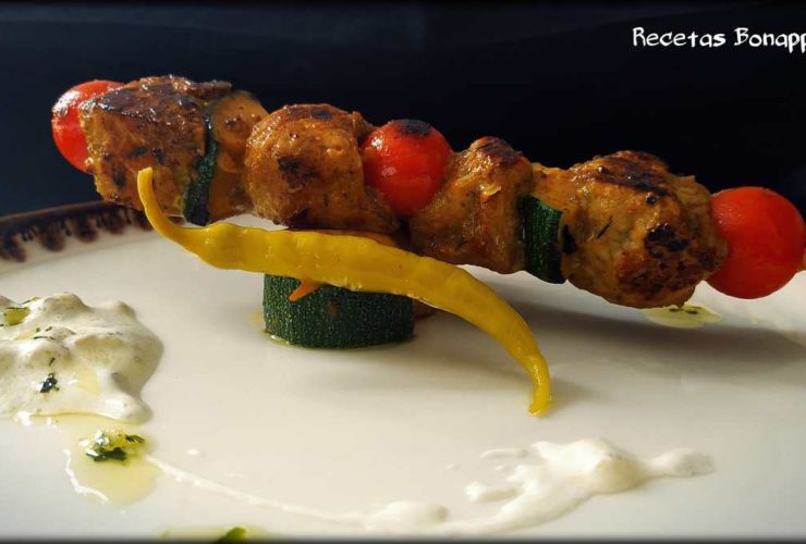 Brocheta de pavo y calabacin