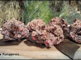Rocas de chocolate blanco, brownie