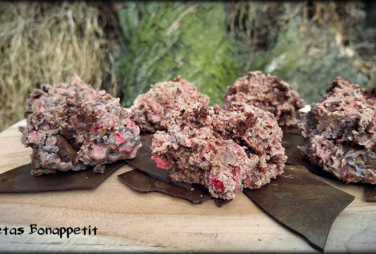 Rocas de chocolate blanco, brownie